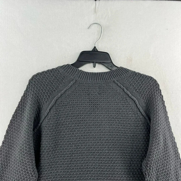 Gap Sweater Women's Sz Small Gray Crew Neck Knit Ribbed Trim Textured Pullover - Picture 11 of 13